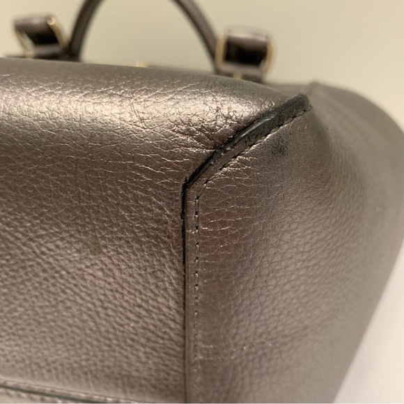 Kate Spade Metallic Pewter Double Handle Open Tote Bag, Silver Tone Hardware - Picture 13 of 15